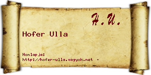 Hofer Ulla névjegykártya